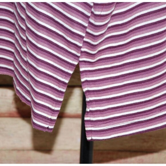 Bobbie Brooks Ladies Knit Shirt Top Size XL Purple Striped Long Sleeve Henley St - Picture 5 of 8